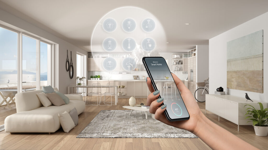 Smartphone, dass ein Smart Home steuert